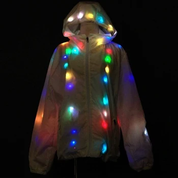 1 бр. водоустойчива led яке, облекло, така танцово рокля, палто, цветни мигащи светлини, костюми за коледно парти за Хелоуин