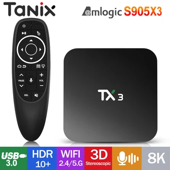 100% Оригинален TANIX TX3 Android 9,0 Smart TV BOX Amlogic S905X3 8K HDR телеприставка 2,4 G/5 Ghz Dual Wifi BT H. 265 HEVC мултимедиен плейър
