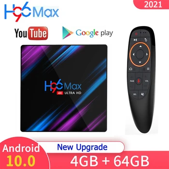 2022 TV Box Android 10 4 GB 64 GB Quad 4K Android TV Box H96 MAX Smart TV Box Google Voice Телеприставка 2,4 G 5G WIFI YouTube