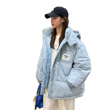 2023 Нова зимно яке, дамски модни naka памучен яке, паркове, жена на корейското свободното си топло палто с памучна подплата и качулка, връхни дрехи