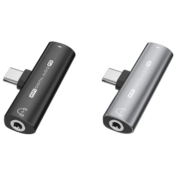 2в1 USB Type-C USB C/3.5 мм Адаптер за слушалки КПР За слушалки Аудио Конвертор 32 бита/384 khz Цифров декодер PD27W