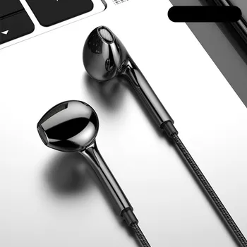 3.5 мм слушалки с Кабел-втулки, жични слушалки с микрофон, бас стерео слушалки, спортно вградено управление за телефони