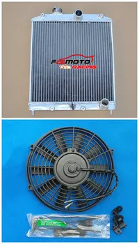 3-Вграден Алуминиев Радиатор + Състезателни Вентилатор За 1992-2000 Honda Civic EK EG B16 B18 MT 32 мм тръба 92 93 94 95