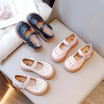CUZULLAA/лято есен детски кожени обувки за момичета; обувки принцеса Мери Джейн; ежедневни обувки на плоска подметка с мека подметка за деца от 2 до 12 години;