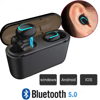 Q32 Защитени от изпотяване безжични слушалки Bluetooth 5,0 Микрофон 3d стерео бинауральная слушалки Tws Спортни слушалки с зарядно калъф