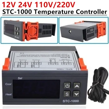 STC-1000 12V 24V 220V Двоен Превключващ изход Led дигитален Регулатор на температурата Термостат Охлаждане на Отопление Термостат Zx