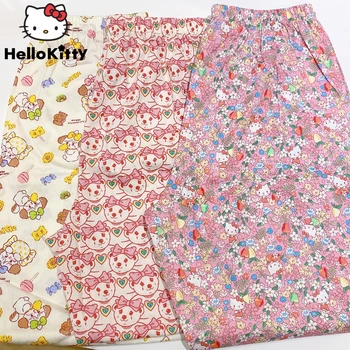 Sanrio Hello Kitty, Дамски Панталони за Сън с Розово Цвете, Y2k, Корейски INS 2023, Нови Панталони за Дрехи за Дома, Пролетни Нощни Панталони в стил Харадзюку