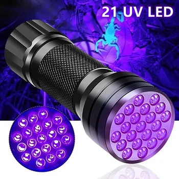 Uv фенерче Проверки фенер 21LED Ултравиолетова лилаво фенер high power led светлини за нокти флуоресцентна Лампа за откриване на блясък