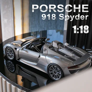 Welly 1:24 Модел на спортен автомобил от сплав на Porsche 918, изработени под налягане, метални коли, имитация на моделите превозни средства, за събиране на детски играчки, подарък