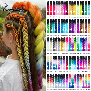 Wonderlady 24 инча 255 Цвята Синтетичен Ширити за Удължаване на Косата, омбре, огромна опашка, за коса, за жени, на едро, прическа 