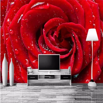 beibehang потребителски тапети на руло HD прозрачни червени рози, хол, Хотел, телевизор, разтегателен фон стенни тапети 3d тапети за дома