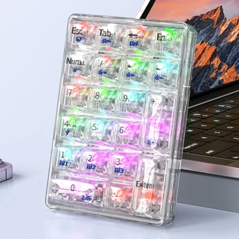 Безжична цифрова клавиатура K21, 21 клавиш, съвместима с Bluetooth механична клавиатура, 500 mah, клавиатура с гореща замяна за преносим компютър