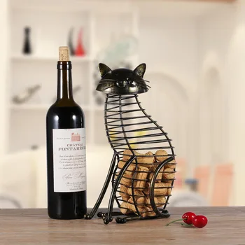 Вино багажник Tooarts Cat Пробковый Контейнер Държач за бутилки, Поставка за вино във формата на животно, Кухненски бар, Метално Вино занаят, Коледен подарък Ръчна изработка