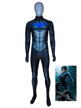 Висококачествен Костюм за Cosplay Найтвинг От Ликра с 3D Принтом на Поръчка YJ Nightwing Дик Грейсън Zentai Гащеризон