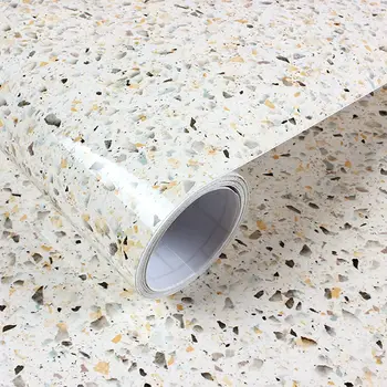 Гланцирана мраморна хартия за кухненски плот Винил, самозалепващи водоустойчив сменяеми тапети PVC Стикер е от гранит и бял мрамор