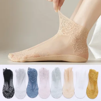 Дамски Дантелени Чорапи, Летни мрежести чорапи дишащи за екипажа, женски корейски модни обикновена улица чорапи в стил харадзюку в ретро стил, дълги Чорапи ластични