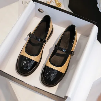 Женски обувки Mary Jane нисък ток в японски стил за cosplay, JK, кожени балет апартаменти с кръгла пръсти, мека подметка, сладки ежедневни лоферы А26-52