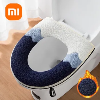 Калъф за седалката на тоалетната на Xiaomi, плюшена подложка, подложка за тоалетната чиния в банята, възглавница с дръжка, по-дебел мек моющийся столче за хранене, аксесоари за подгряване на