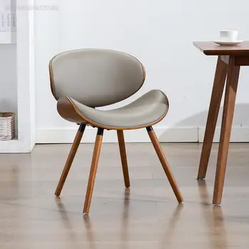 Кожени красиви трапезни столове Дървени скандинавските модерни столове за хранене Ергономични Sillas Para Sala De Estar Луксозно обзавеждане
