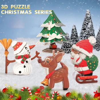 Коледна серия, 3D хартиени пъзели, модели на Дядо Коледа, Определени за diy, Колекция от ръчно изработени Бижута, Подаръци, Детски играчки