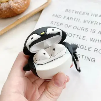 Корпус слушалки с шарките на пингвин за 1/2 Bluetooth-съвместими слушалки, защитен калъф, устойчив на удари калъф за слушалки