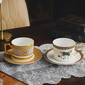 Креативна европейската чаша за закуска от костен Порцелан, керамична чаша, Чаша за пиене, чашата за кафе, Комплект блюдец