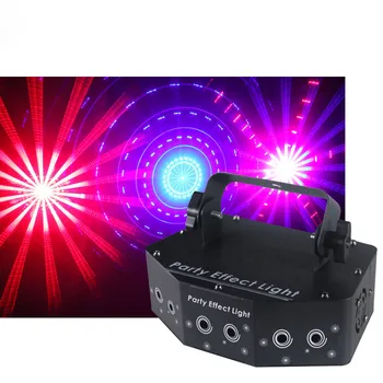 Лазерен led лампа с 6 лъчи и за очите Проектор RGB DMX DJ Осветление на дискотеки ефекта на светлинни звуков контролер Музикална сцена данъчният Ефект клуб