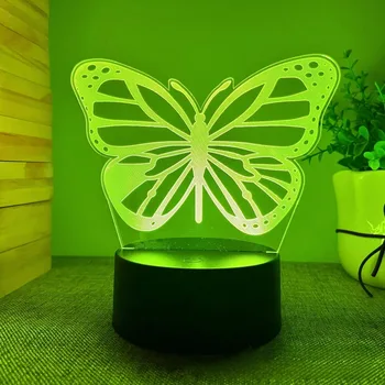 Лека нощ с пеперуда, подарък за рожден ден за момичета, 3D Иллюзионная лампа, нощна лампа за детска спални, украса, лека нощ