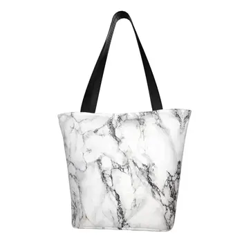 Луксозна сив мрамор пазарска чанта, дамска чанта с абстрактен модел, холщовая чанта за пазаруване, по-голямата голям чанта