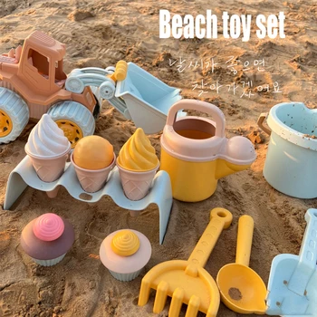 Лятна плажна играчка за деца, мека силиконова пясък, определени плажни игри, играчка за изпращане на децата, инструменти за плажни игри с пясък и вода, плажна количка