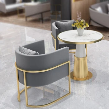 Метални Златни трапезни столове, спалня, кухня, градина, на открито, прозрачен дизайнерски стол за почивка с Елегантни мебели за балкона Poltrona Luxuosa