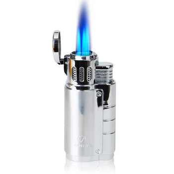 Мощна запалка с тройна 3-факельным мастилено-пламък, ветроупорен джобни запалки от неръждаема стомана, Запалка за цигари с перфоратором