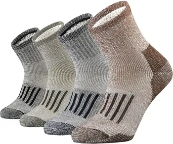 Мъжки чорапи от мериносова вълна, абсорбиращи влагата, дебели, топли, туристически, с тежка възглавница, четворката чорапи, 4 на двойки, Размер Евро 43-46