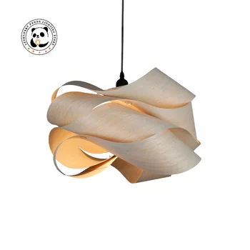Нов окачен лампа от естествена кожа, led дизайн на art лампа, творчески дървени полилеи, модерен таванско помещение, кухненски лампа в скандинавски стил