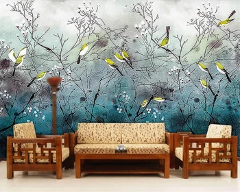 Потребителски тапети 3d с ръчно рисувани цветя и птици, носталгично ретро китайски класически фон, монтиране на украса, живопис фотообои