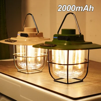 Ретро Лампа за къмпинг, led лампа за къмпинг, безстепенно подвесная лампа за палатка с регулируема яркост, водонепроницаемое аварийно осветление за външно захранване