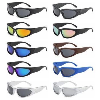 Слънчеви очила с унисекс за мъже и жени, спорт на открито, шофиране, колоездене, UV400, цветни очила в овална рамка, ретро пънк, хип-хоп очила