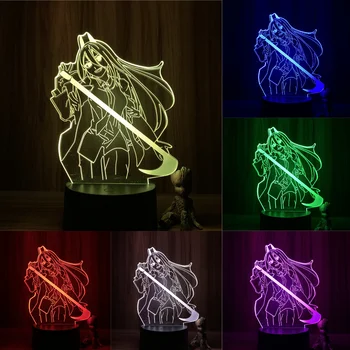 Статуетка на човек-резачка от аниме Denji Power 3D лампа, led нощна светлина в 7 цвята, пълноценната настолна фигурка, лампа за подарък