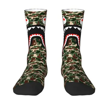Стръмни луксозни камуфляжные чорапи със зъби на Акула с принтом за жени и мъже, стрейчевые летни есенно-зимни класически камуфляжные чорапи за екипажа