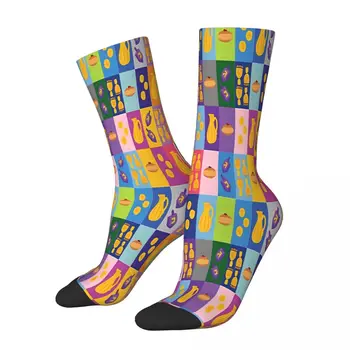 Ханукальный Шведска Маса Розови Мрежести Чорапи в стил Поп-Арт, Мъжки И Дамски Летни Чорапи От Полиестер