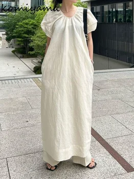 Японски 2023 Нов Лесен женски халат за баня с V-образно деколте и къс ръкав Vestidos Mujer, винтажное рокля, Летни рокли с двойни джобове, дамски